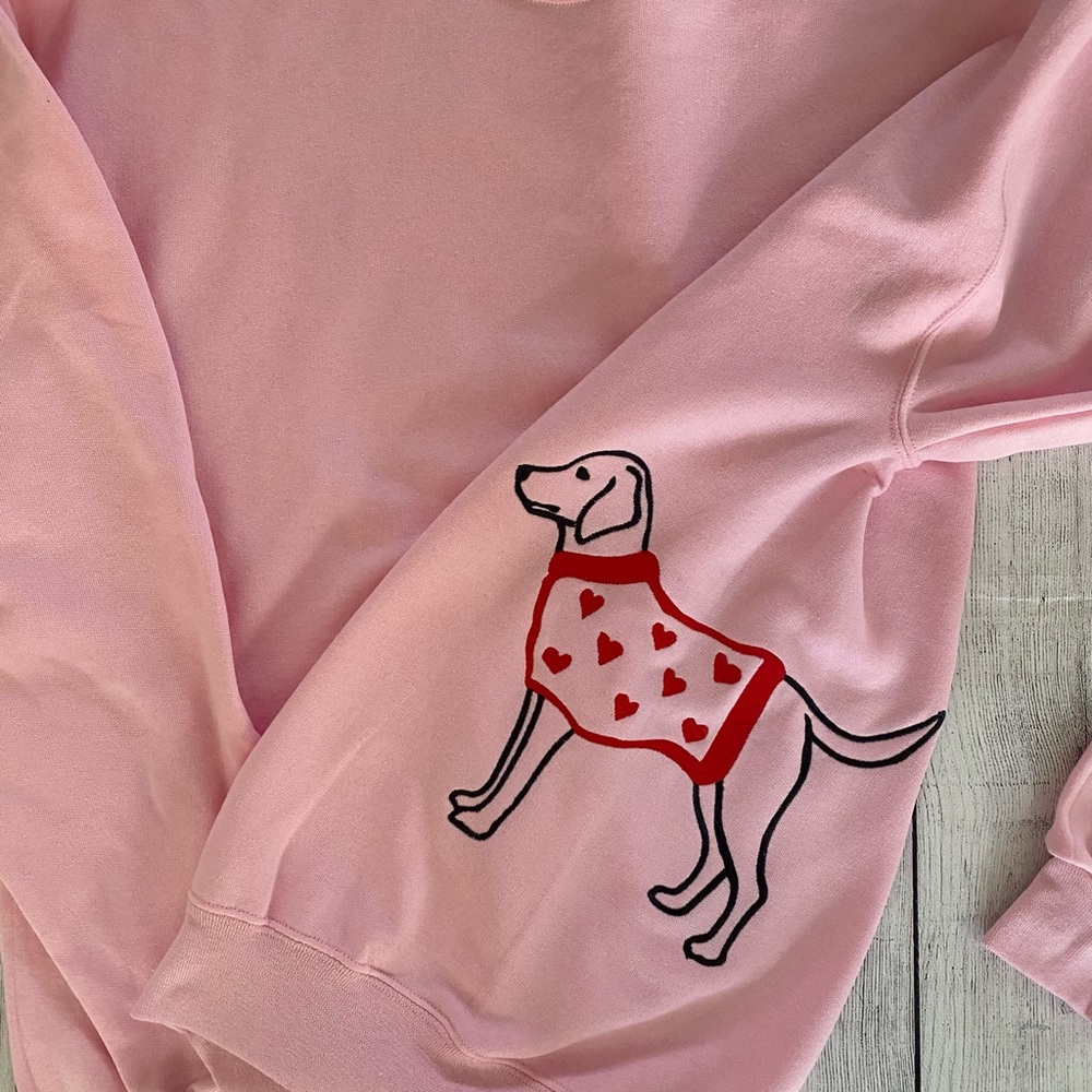 Valentine Dog Embroidered Sweatshirt
